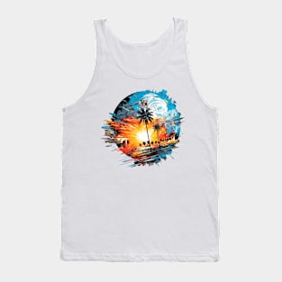 Landscape Tropical Vacation Relaxing Abstract Tank Top